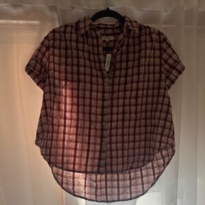 Madewell Red and Pink Plaid Shirt
